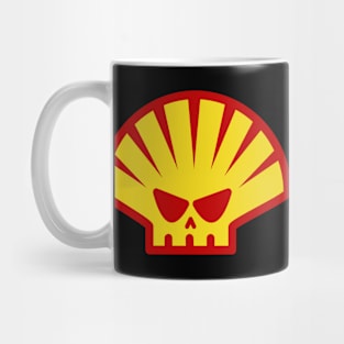 shell skull. death by oil. green VS climate change. protest logo. Mug